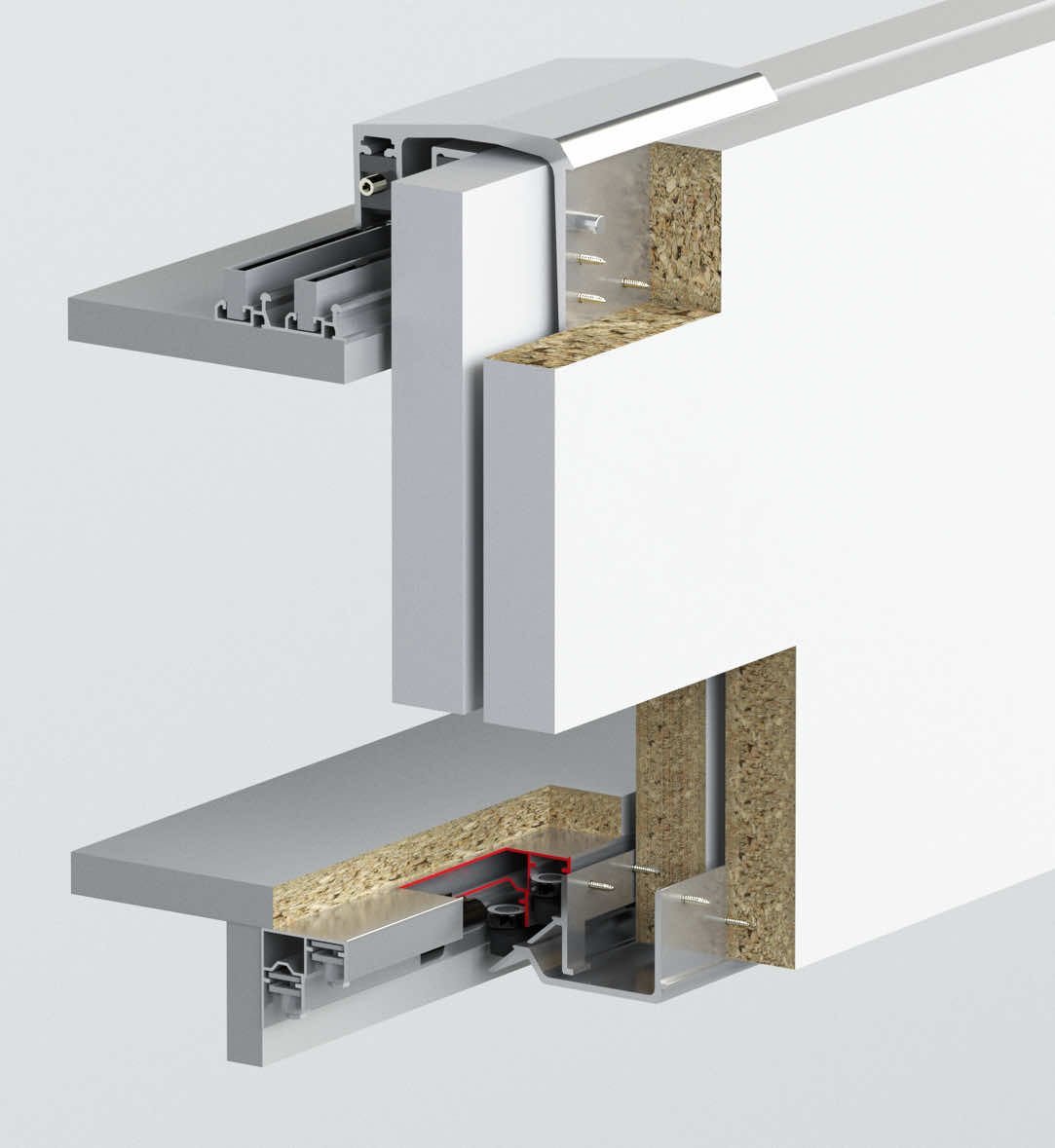 Sürgü Gardırop Sistemi Frenli 2 Kapak Set 16-20mm İç-Dış 100kg