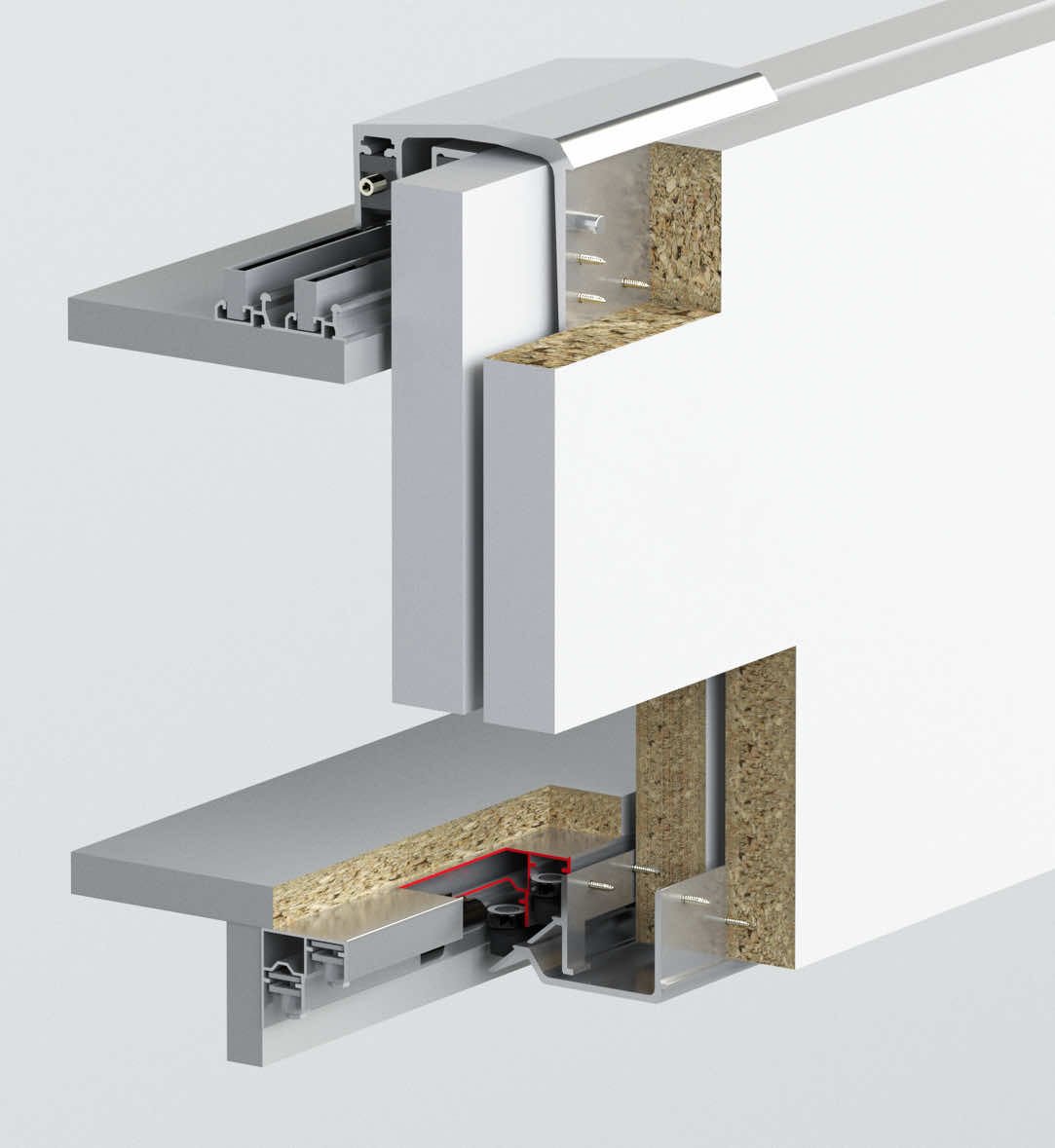 Sürgü Gardırop Sistemi Frenli 2 Kapak Set 16-20mm İç-Dış 100kg