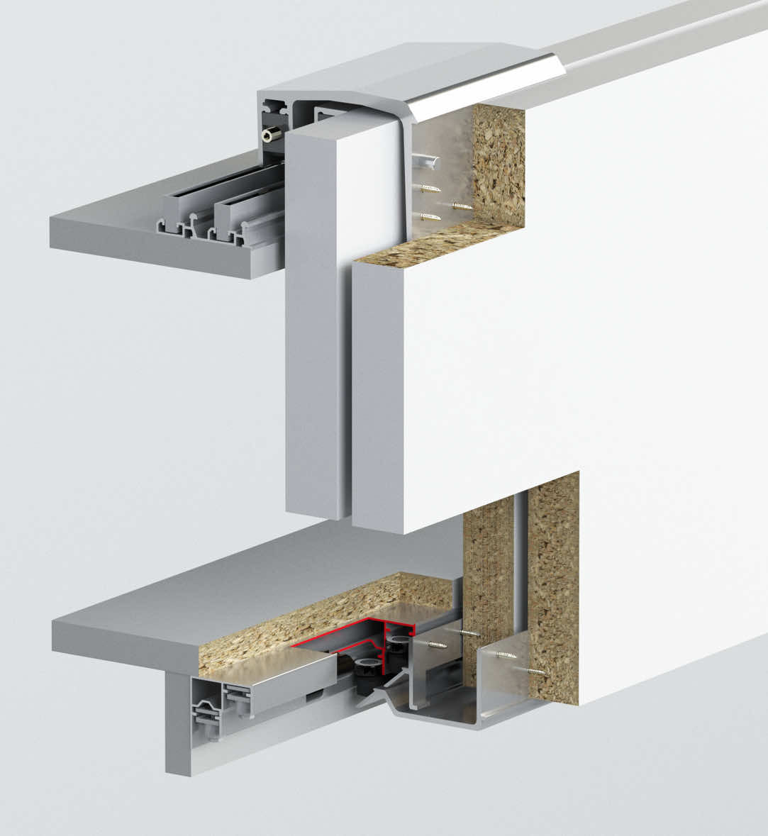 Sürgü Gardırop Sistemi Frenli 2 Kapak Set 16-20mm İç-Dış 100kg