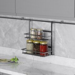 Starax Lüks Baharatlık  Küçük-Büyük İki Raflı Krom