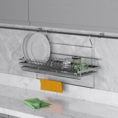 Starax Tabaklık Bardaklık Askılı Seti Krom