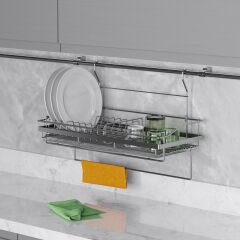 Starax Tabaklık Bardaklık Askılı Seti Krom