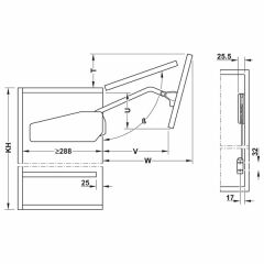 Hafele Free Fold Kalkar Kapak Makası 71-79cm Gri 8-17Kg