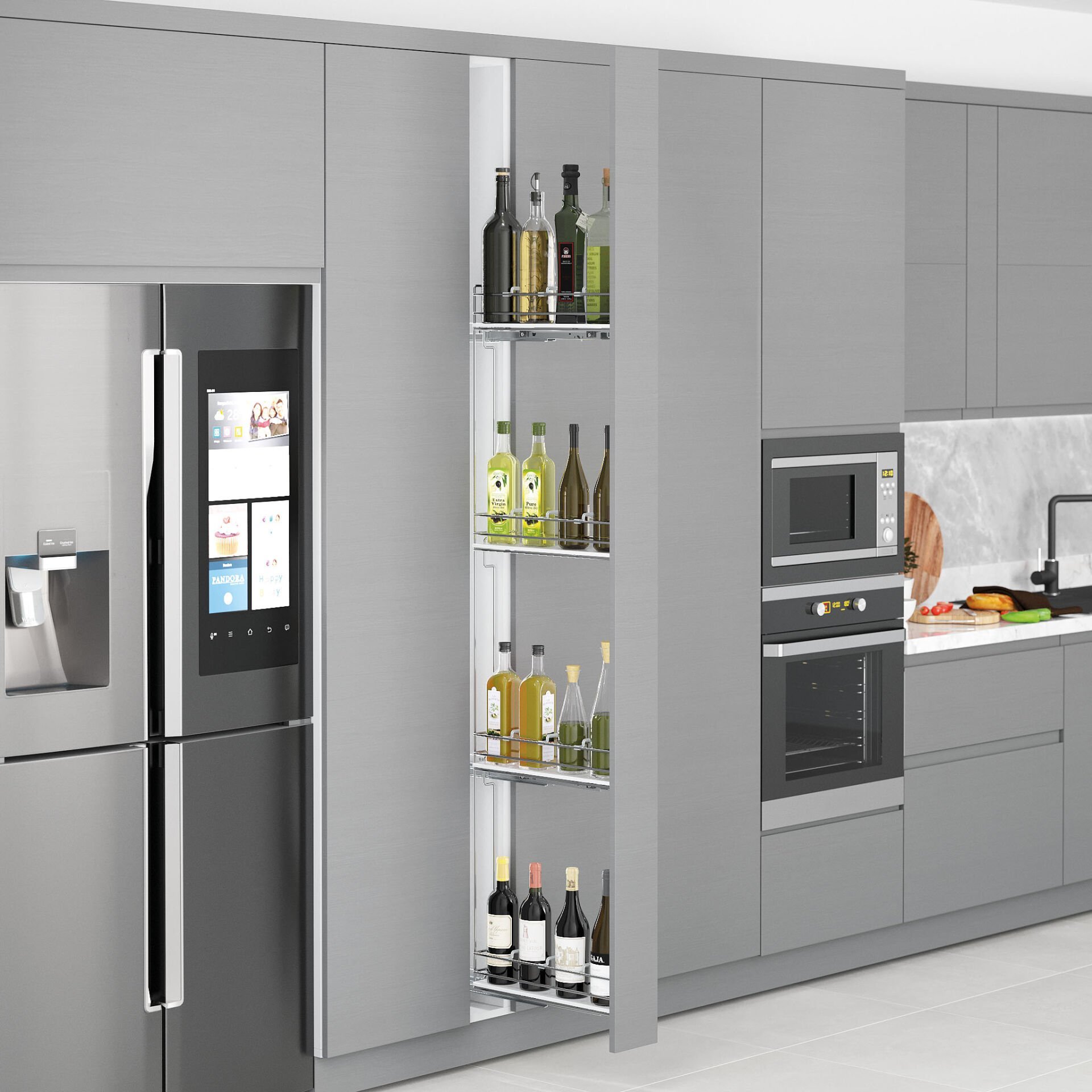 Starax Şişelik Sepetli Ahş.Tab.Çift Açılım 20'Lik Modül Sol Krom