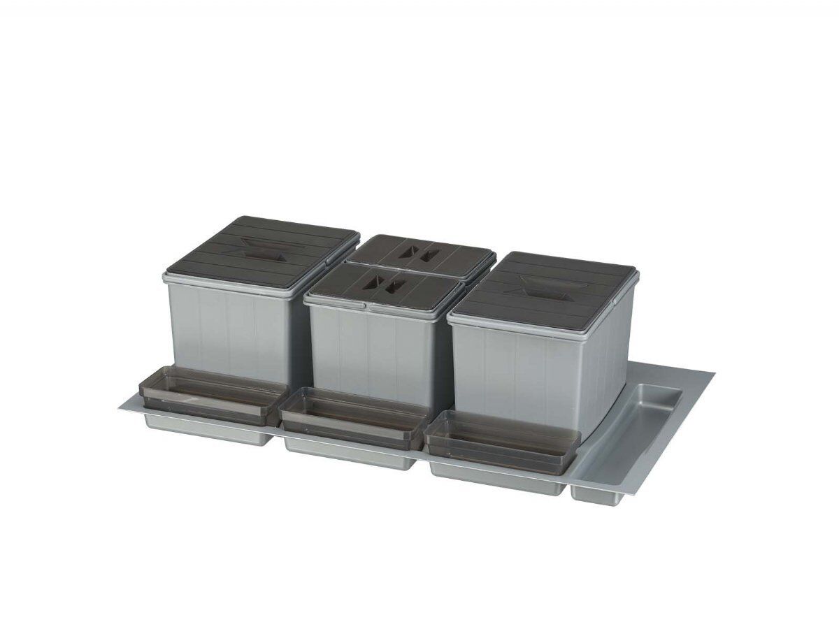 Çöp Kovası Çek. İçi Taşıyıcı Ünite Manuel 900mm16+16+16Lt Metalik Gri