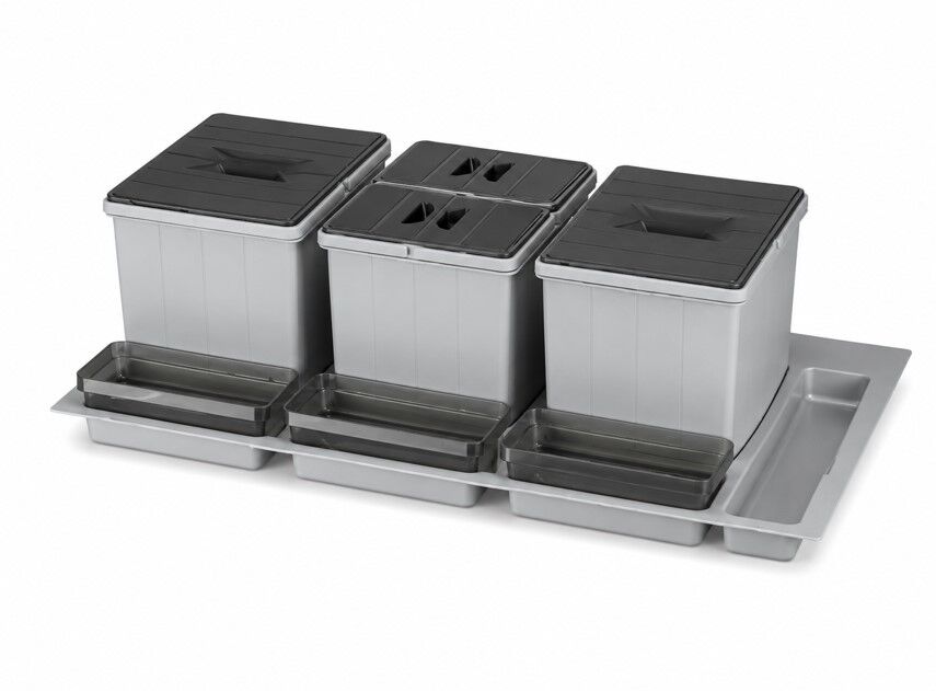 Çöp Kovası Çek. İçi Taşıyıcı Ünite Manuel 900mm16+16+16Lt Metalik Gri