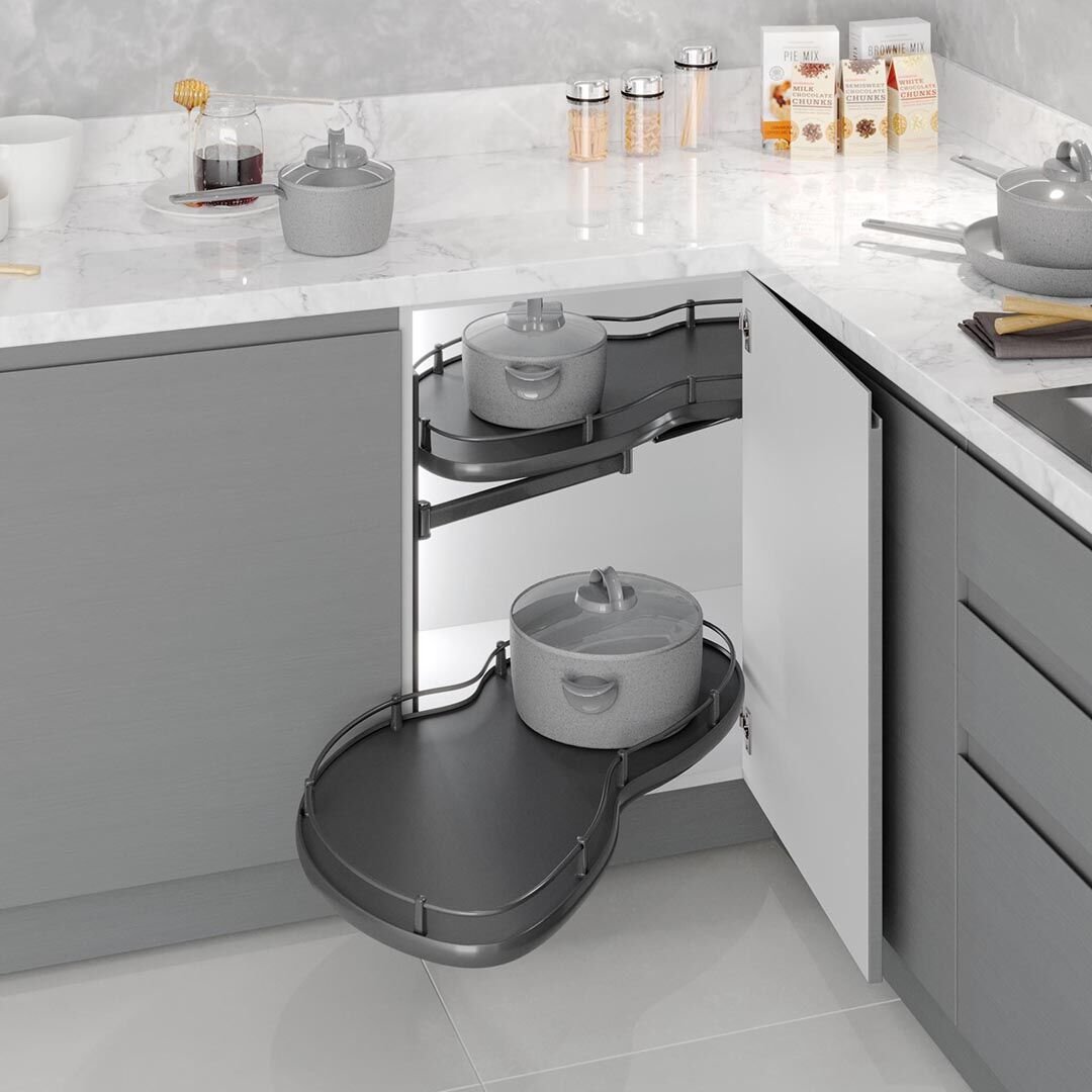 Starax Döner Tablalı Kör Köşe 45'Lik Modül Sağ Antrasit