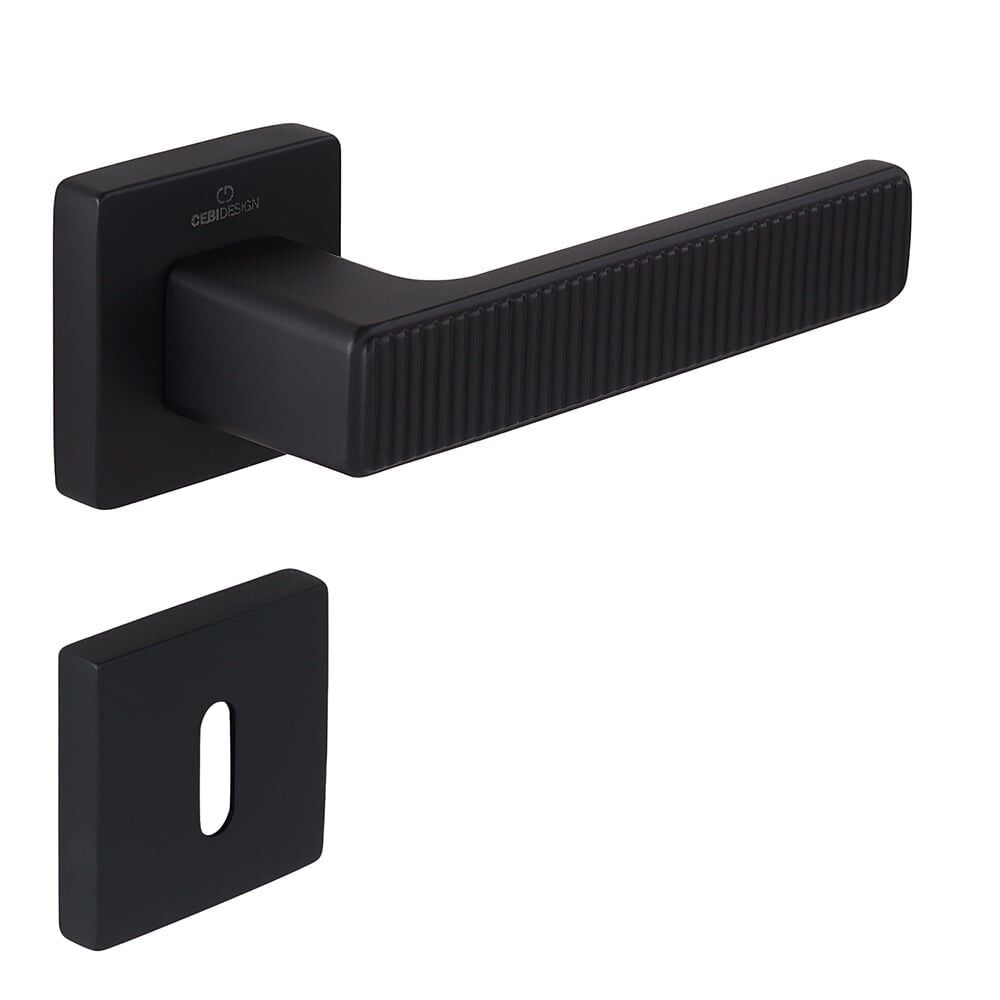 Zipline Root Kapı Kolu Mat Siyah Kare Rozetli Oda