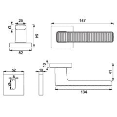 Zipline Root Kapı Kolu Mat Siyah Kare Rozetli Oda