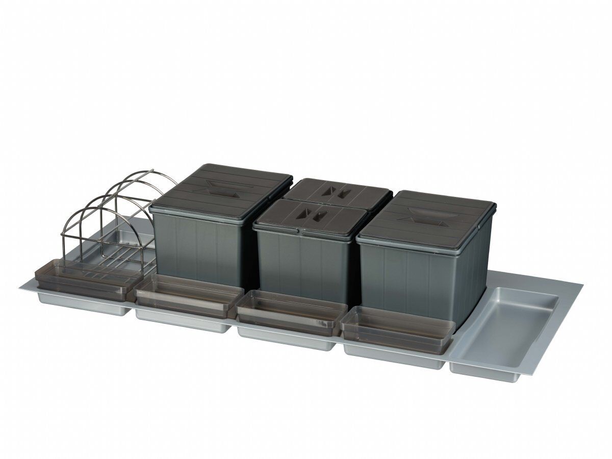 Çöp Kovası Çek. İçi Taşıyıcı Ünite Manuel 1200mm 16+16+16 Lt Antrasit