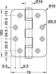 Hafele Yangın Dayanımlı Menteşe P.Çelik 102x76x3mm
