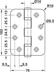Hafele Yangın Dayanımlı Menteşe P.Çelik 102x76x3mm