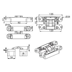 Çebi Gizli Menteşe 135mm Siyah