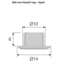 Mesan 10mm Plastik Tıpa Siyah (0163)