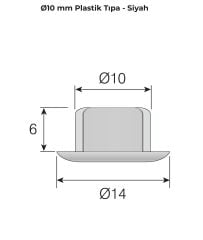 Mesan 10mm Plastik Tıpa Siyah (0163)