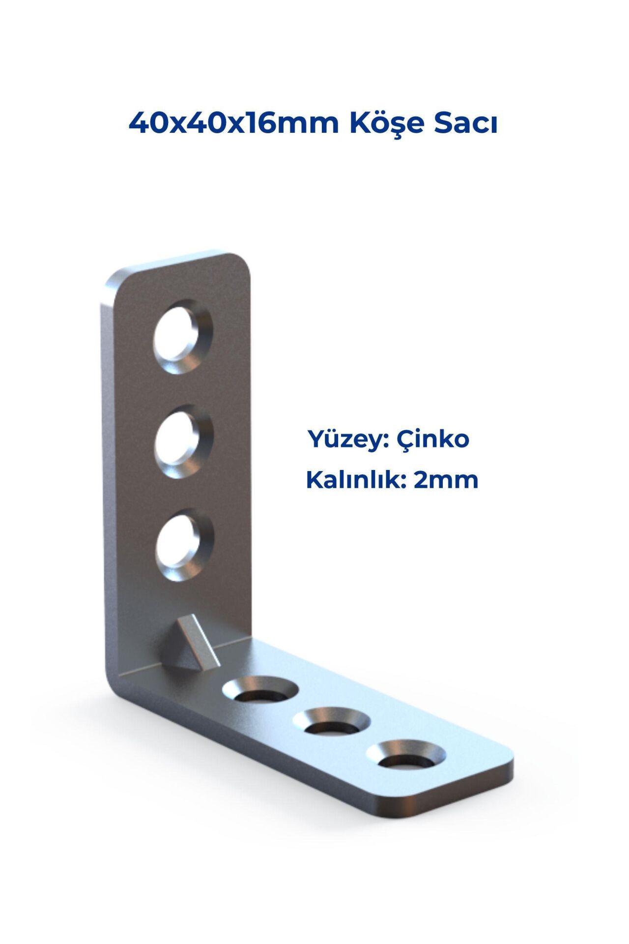 Mesan Köşe Sacı 2mm 16x40x40mm Çinko