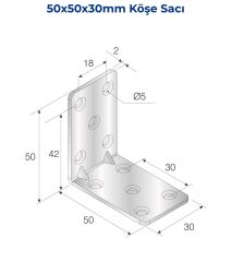 Mesan Köşe Sacı 2mm 30x50x50mm Çinko