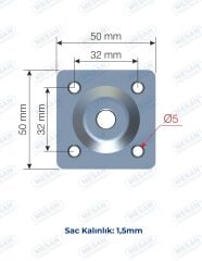 Mesan Vazo Ayak Sacı M10 50X50mm