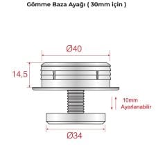 Mesan Maxbz01 Gömme  Baza Ayağı Siyah 30mm