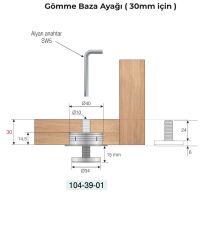 Mesan Maxbz01 Gömme  Baza Ayağı Siyah 30mm