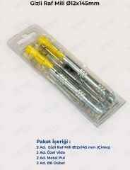 Mesan Gizli Raf Taşıyıcı 12x145mm Ahşap
