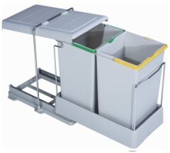 Çöp Kovası Raylı Otomatik 40cm Plastik 14+14Lt Açık Gri