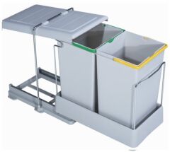 Çöp Kovası Raylı Otomatik 40cm Plastik 14+14Lt Açık Gri