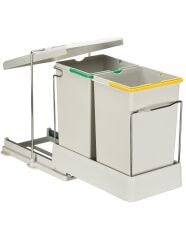 Çöp Kovası Raylı Otomatik 40cm Plastik 14+14Lt Açık Gri