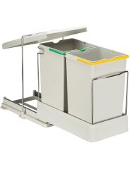 Çöp Kovası Raylı Otomatik 40cm Plastik 14+14Lt Açık Gri