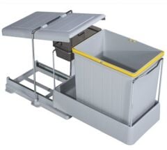 Çöp Kovası Plastik Taşıyıcılı Raylı 40cm 16Lt+1Lt Açık Gri