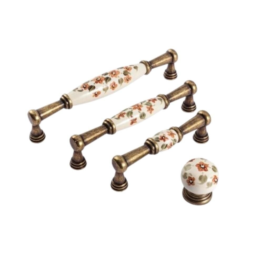 Kulp Arte 128mm Antik Ok.Menekşe Desenli