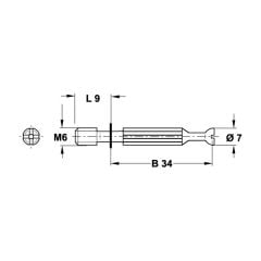 Hafele Minifix Mil Galvaniz 34x6x9mm