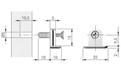 Trıs Metal Karşılık Q5 Dübelli Vidalı 19mm Nikel (r)