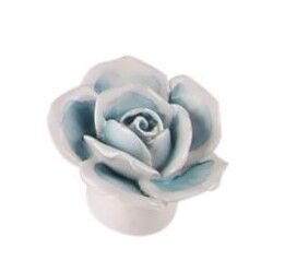 Kulp Düğme Gül El Dekorlu Turkuaz Mavi