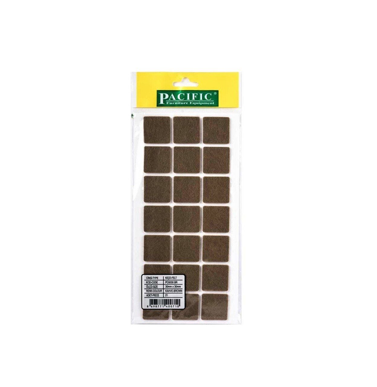 Kaydırmazlık Keçesi Kare 1Plk=21 Ad 30x30 Kahve