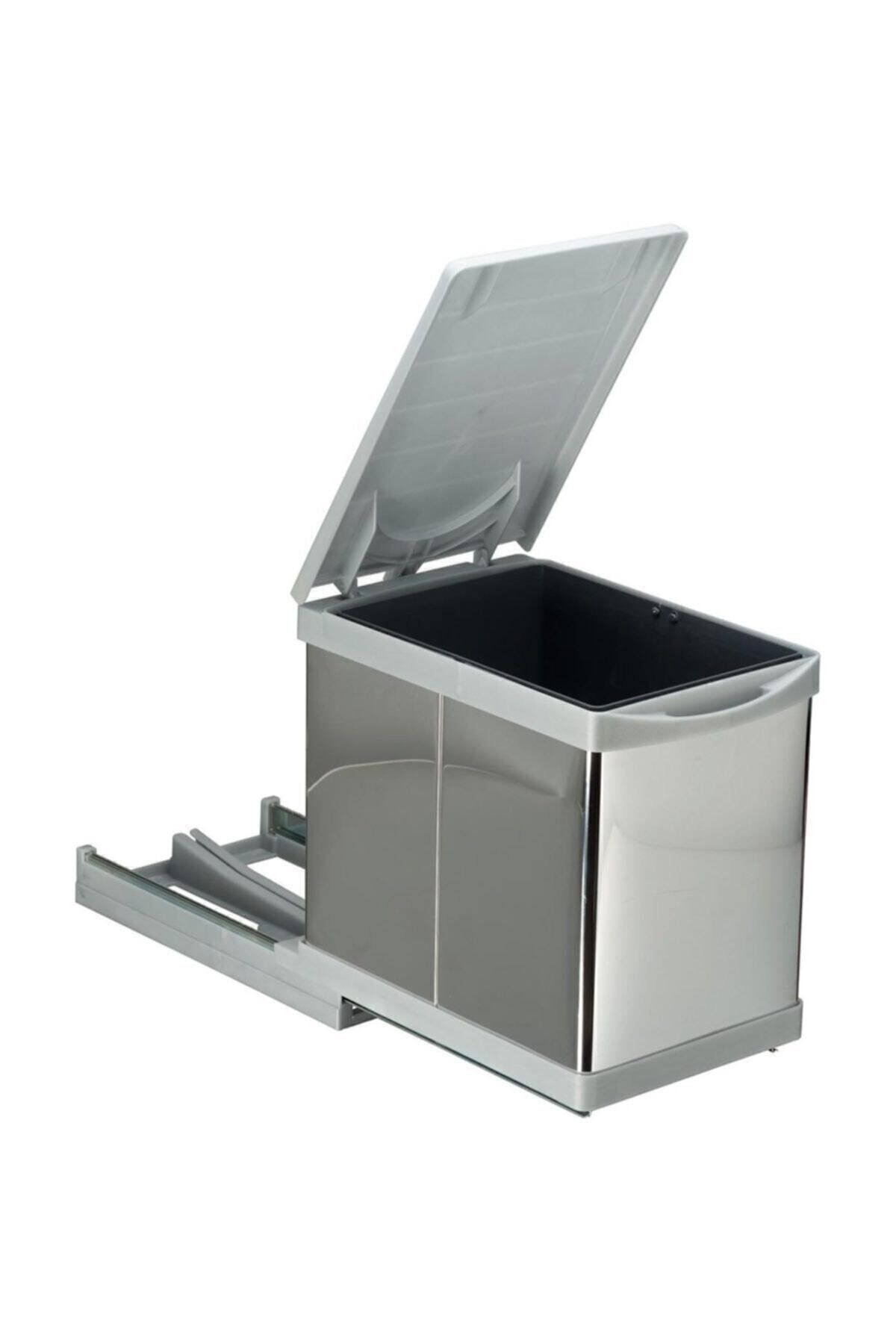 Çöp Kovası Raylı Otomatik 30cm Paslanmaz 16Lt Açık Gri