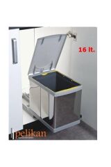 Çöp Kovası Raylı Otomatik 30cm Paslanmaz 16Lt Açık Gri