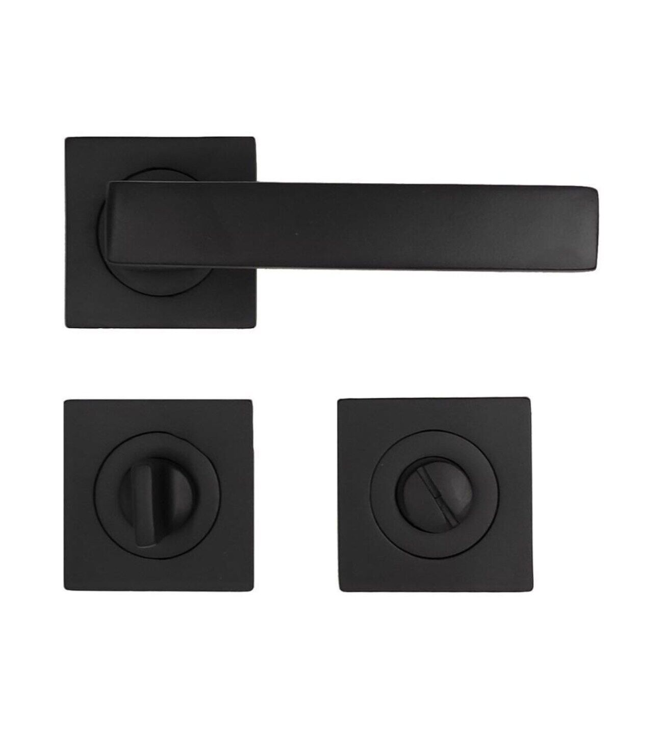 Kapı Kolu Victoria Alüminyum Kare Rozetli Wc Siyah