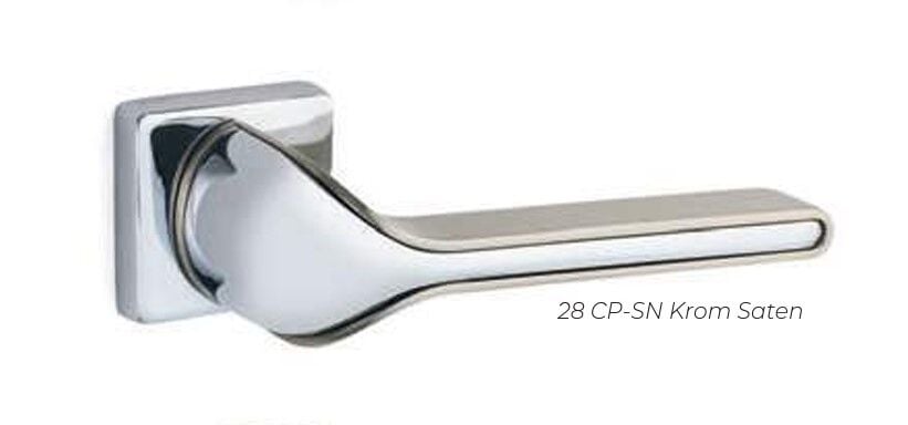 Kapı Kolu Posh Zamak Rozetli Oda Krom-Saten