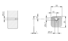 K Push Kare Karşılık Plakası Vida Delikli