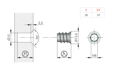 Vıs Dübel M8x15 Zamak